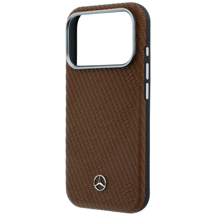 Mercedes Leather Semi Wrap Wood Effect MagSafe Apple iPhone 17 Pro Max camel