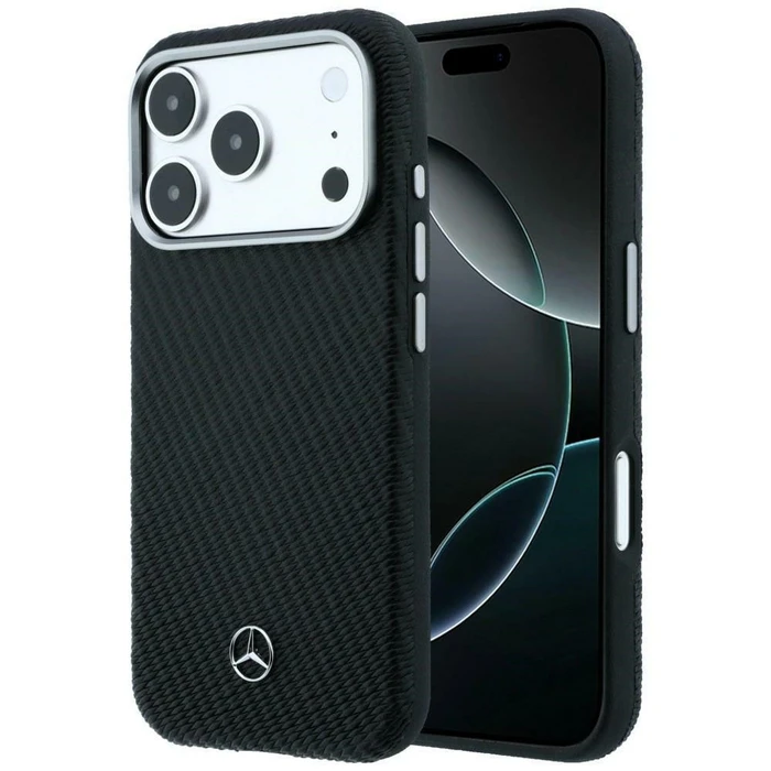 Mercedes Leather Semi Wrap Wood Effect MagSafe Apple iPhone 17 Pro Max black