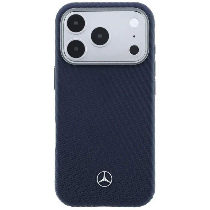 Mercedes Leather Semi Wrap Wood Effect MagSafe Apple iPhone 17 Pro Max navy blue