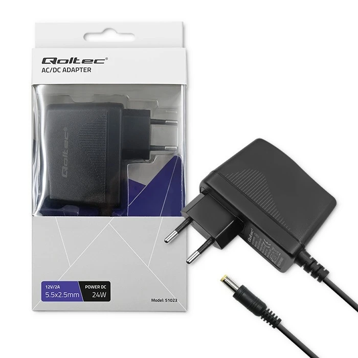 Τροφοδοτικό Laptop Qoltec Plug In 24w 12v, 2a, 5.5x2.5
