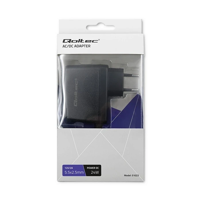 Τροφοδοτικό Laptop Qoltec Plug In 24w 12v, 2a, 5.5x2.5