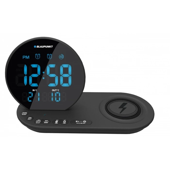 Ραδιορολόι Blaupunkt Fm Pll Alarm/Usb/Cr85bk Charge/Wireless Charging/Indoor/Outdoor Temperature/Black