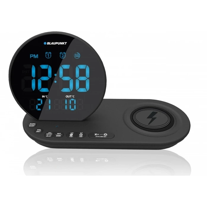 Ραδιορολόι Blaupunkt Fm Pll Alarm/Usb/Cr85bk Charge/Wireless Charging/Indoor/Outdoor Temperature/Black
