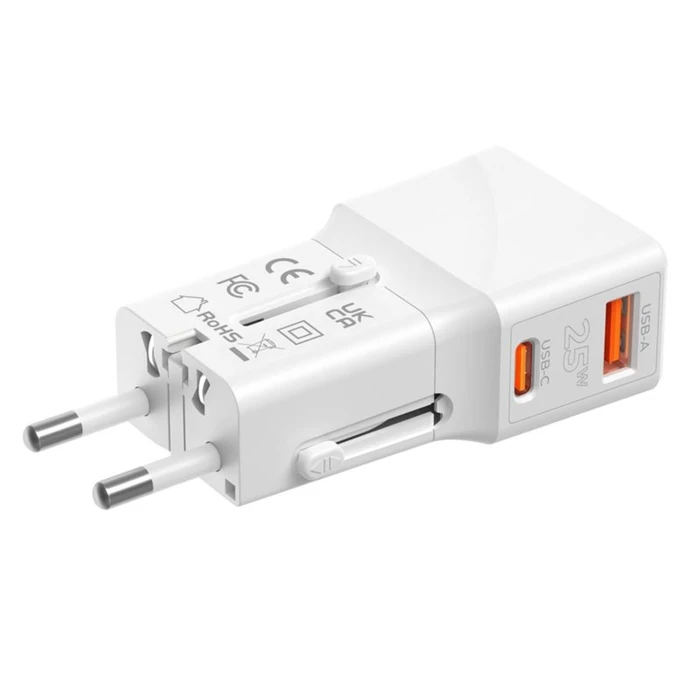 Mobile Origin Travel Adapter 25W EU/US/UK/AU, λευκό