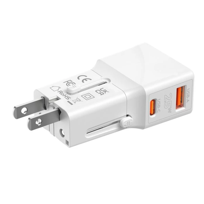 Mobile Origin Travel Adapter 25W EU/US/UK/AU, λευκό
