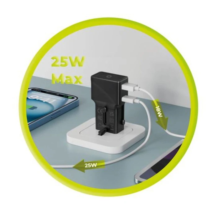 Mobile Origin Travel Adapter 25W EU/US/UK/AU, λευκό