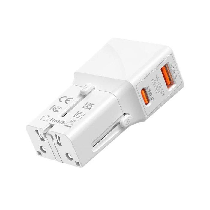 Mobile Origin Travel Adapter 25W EU/US/UK/AU, λευκό