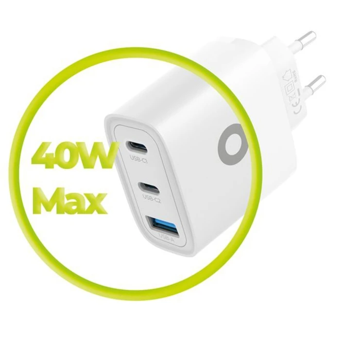 Φορτιστής Mobile Origin 40W GaN MO13 (1x USB-A + 2x USB-C)