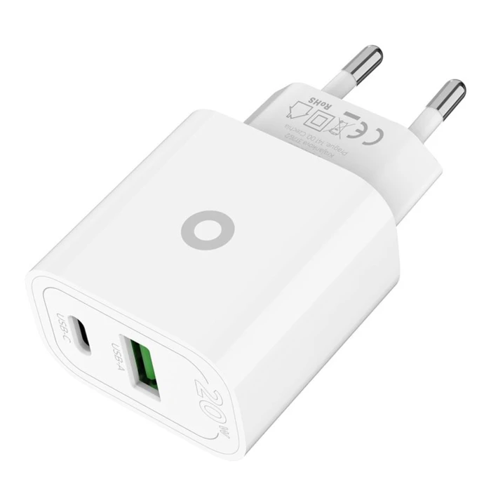 Φορτιστής Τοίχου Mobile Origin PD20W MO12 λευκό (1x USB-A + 1x USB-C)