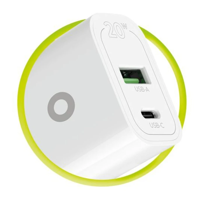 Φορτιστής Τοίχου Mobile Origin PD20W MO12 λευκό (1x USB-A + 1x USB-C)