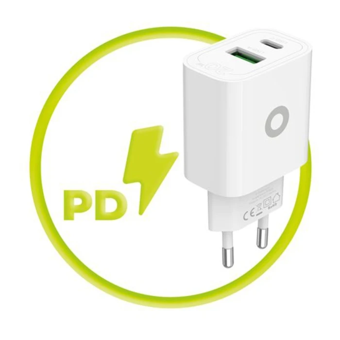 Φορτιστής Τοίχου Mobile Origin PD20W MO12 λευκό (1x USB-A + 1x USB-C)