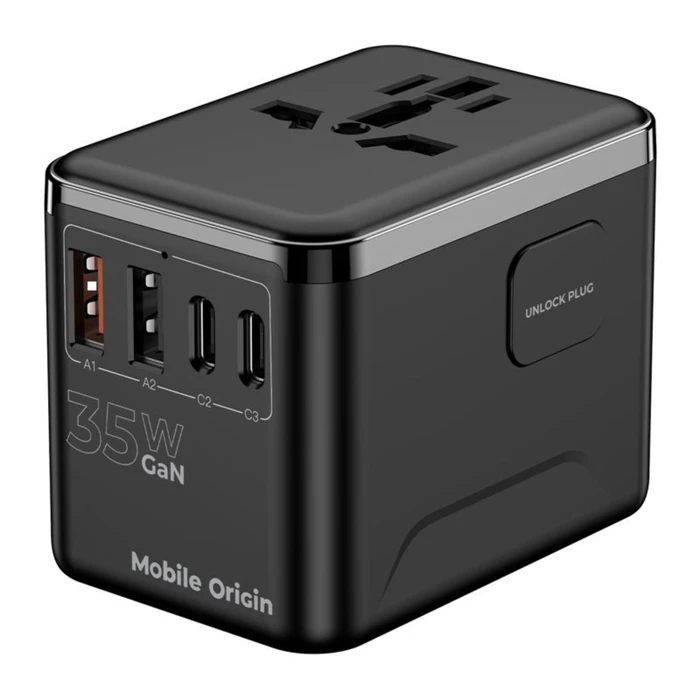Mobile Origin GaN 35W Ταξιδιωτικός Αντάπτορας PW4, 3x USB-C + 2x USB-A (EU/UK/US/AUS)