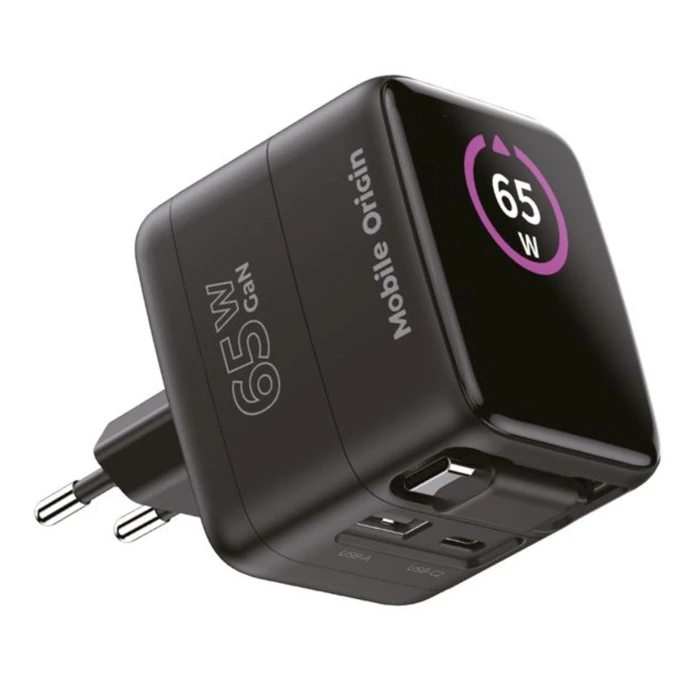 Φορτιστής Mobile Origin 65W GaN PW3 με καλώδιο USB-C 65cm + USB-A