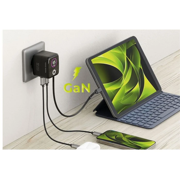 Φορτιστής Mobile Origin 65W GaN PW3 με καλώδιο USB-C 65cm + USB-A
