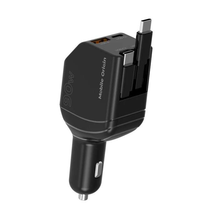 Mobile Origin Φορτιστής Αυτοκινήτου CA22 90W (USB-C + USB-A) με 2x καλώδια USB‑C 60 cm