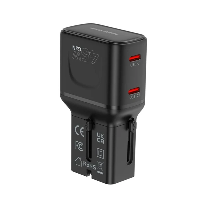 Mobile Origin GaN 45W Ταξιδιωτικός Φορτιστής EU/US/UK/AU PW26 Μαύρο