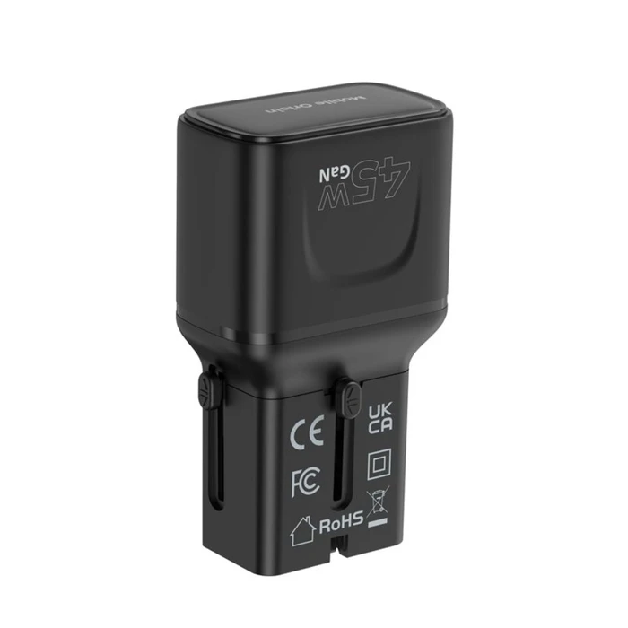 Mobile Origin GaN 45W Ταξιδιωτικός Φορτιστής EU/US/UK/AU PW26 Μαύρο