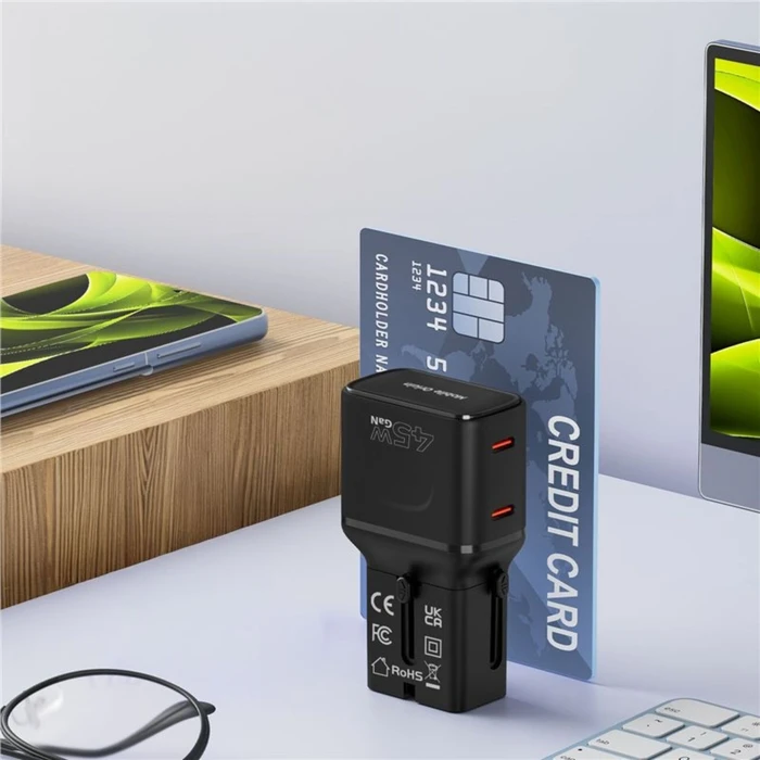 Mobile Origin GaN 45W Ταξιδιωτικός Φορτιστής EU/US/UK/AU PW26 Μαύρο