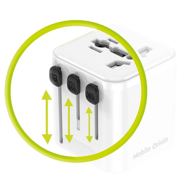 Mobile Origin Αντάπτορας Ταξιδιού PW30 EU/UK/US/AUS, Λευκό