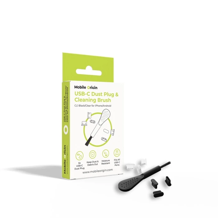 Mobile Origin USB-C Βύσμα Σκόνης με Βούρτσα CL1 Μαύρο/Διάφανο