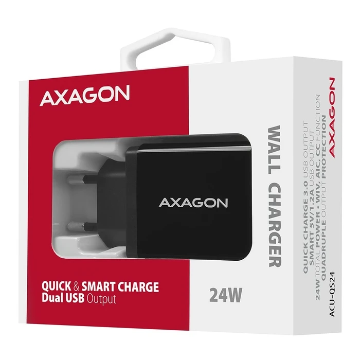 Φορτιστής Πρίζας Axagon Axagon Acu-Qs24 Smart 5v 1,2a + 1