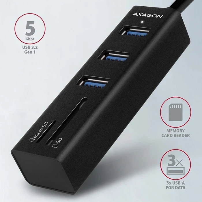 USB Hub Axagon Hma-Cr3a 3x Usb-A Sd/Microsd Metal