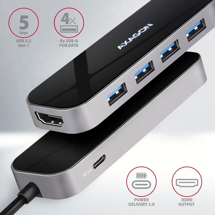 Docking Station Axagon Hmc-6h4a 4x Usb-A + Hdmi Pd 100w