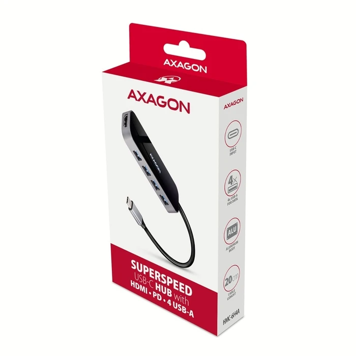 Docking Station Axagon Hmc-6h4a 4x Usb-A + Hdmi Pd 100w