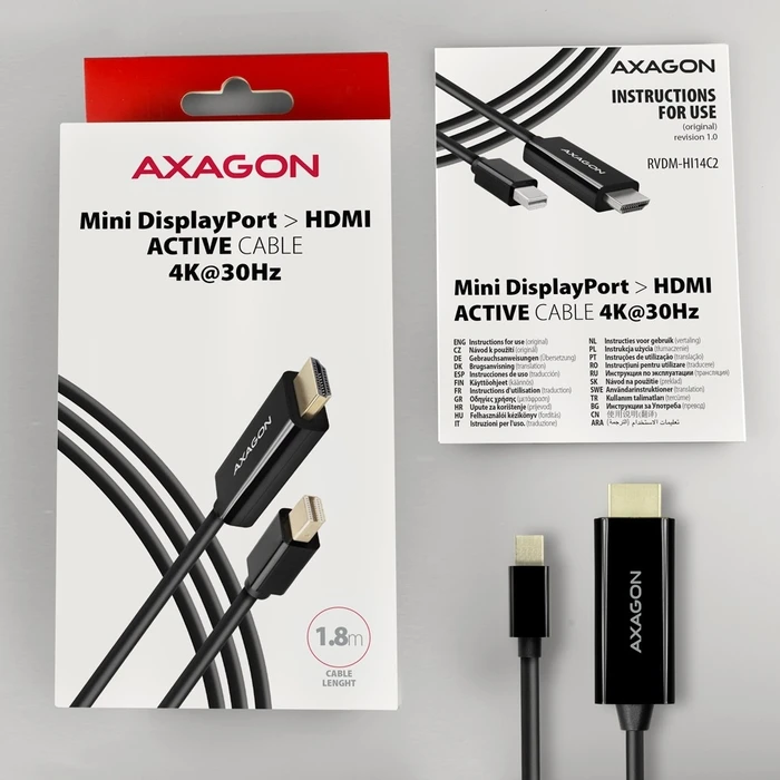 Καλώδιο Axagon Rvdm-Hi14c2 Cabl E 1.8m Minidp To Hdmi 4