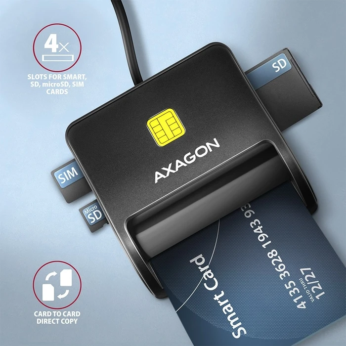 Card Reader Axagon Cre-Sm3sd Card +Sd/Microsd/
