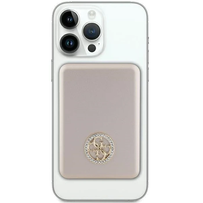 Induction Powerbank Guess GUPBM5AL4DMD 5000mAh 15W MagSafe 4G Strassed Metal Logo gold