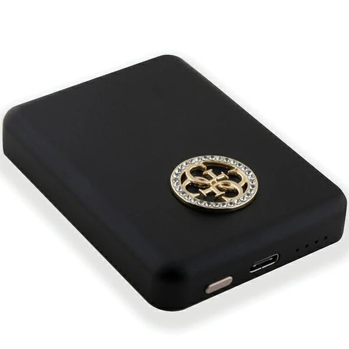 Induction Powerbank Guess GUPBM5AL4DMK 5000mAh 15W MagSafe 4G Strassed Metal Logo black
