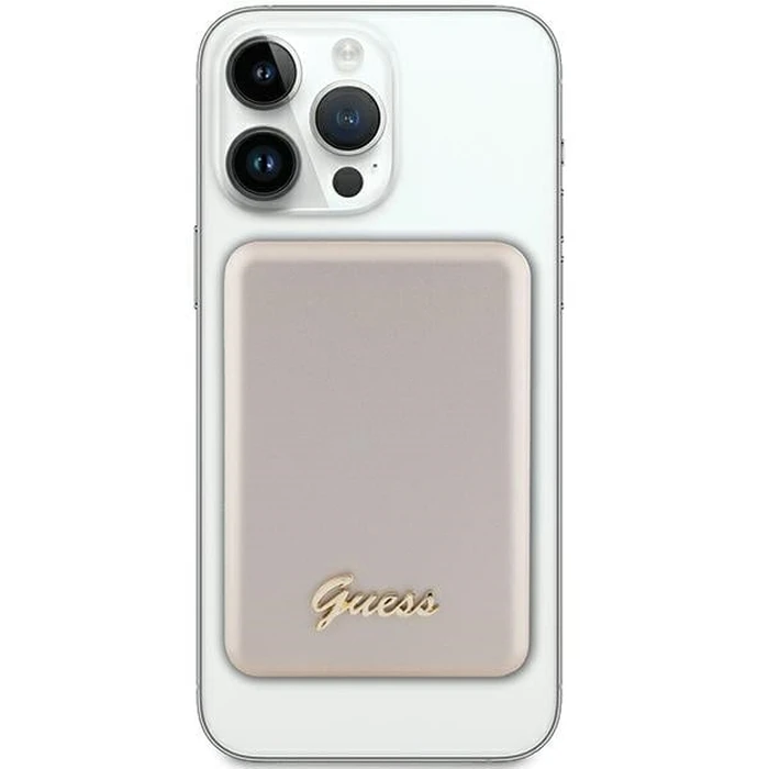 Induction Powerbank Guess GUPBM5ALGSGD 5000mAh 15W MagSafe Metal Script Logo gold