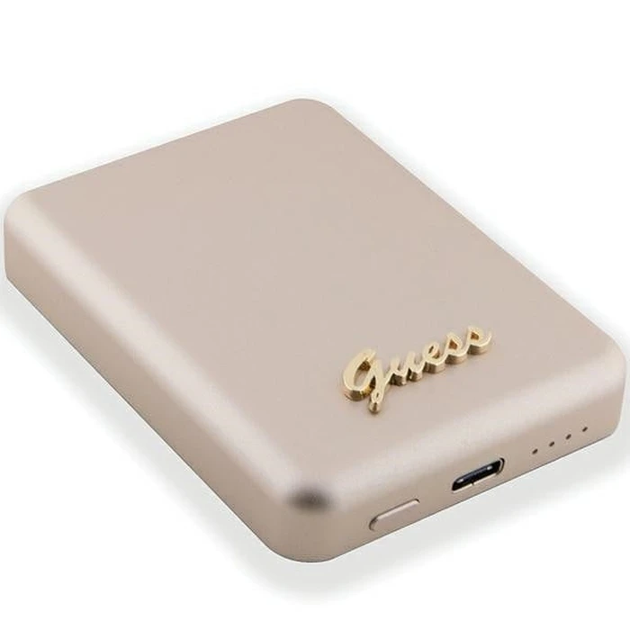 Induction Powerbank Guess GUPBM5ALGSGD 5000mAh 15W MagSafe Metal Script Logo gold