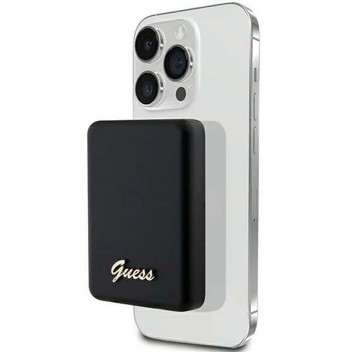 Induction Powerbank Guess GUPBM5ALGSGK 5000mAh 15W MagSafe Metal Script Logo black