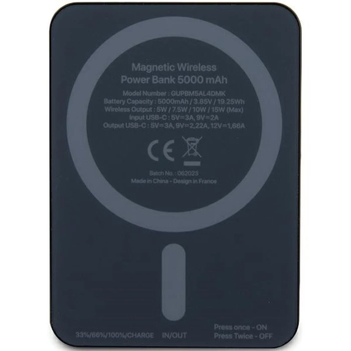 Induction Powerbank Guess GUPBM5ALGSGK 5000mAh 15W MagSafe Metal Script Logo black