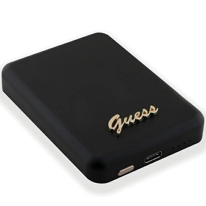 Induction Powerbank Guess GUPBM5ALGSGK 5000mAh 15W MagSafe Metal Script Logo black