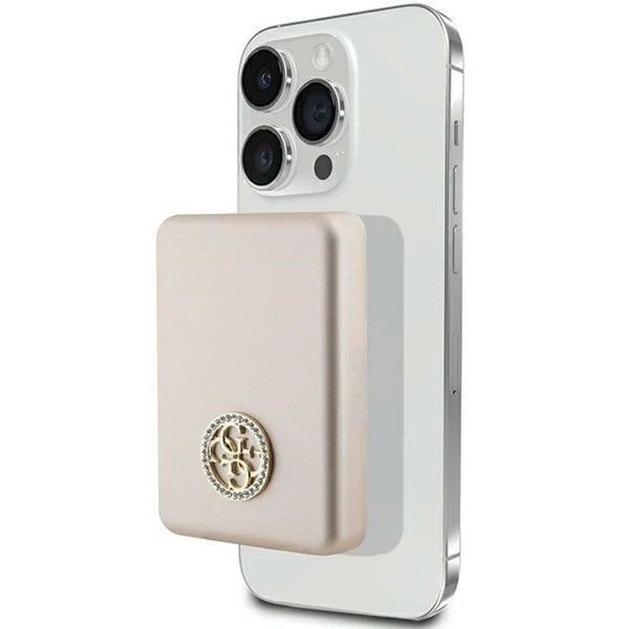 Induction Powerbank Guess GUPBM3AL4DMD 3000mAh 5W MagSafe 4G Strassed Metal Logo gold