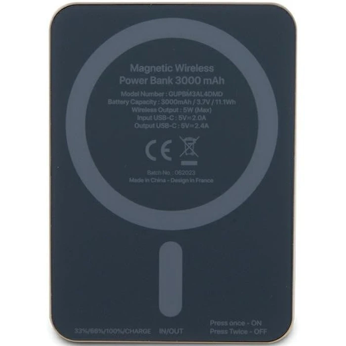 Induction Powerbank Guess GUPBM3ALGSGD 3000mAh 5W MagSafe Metal Script Logo gold