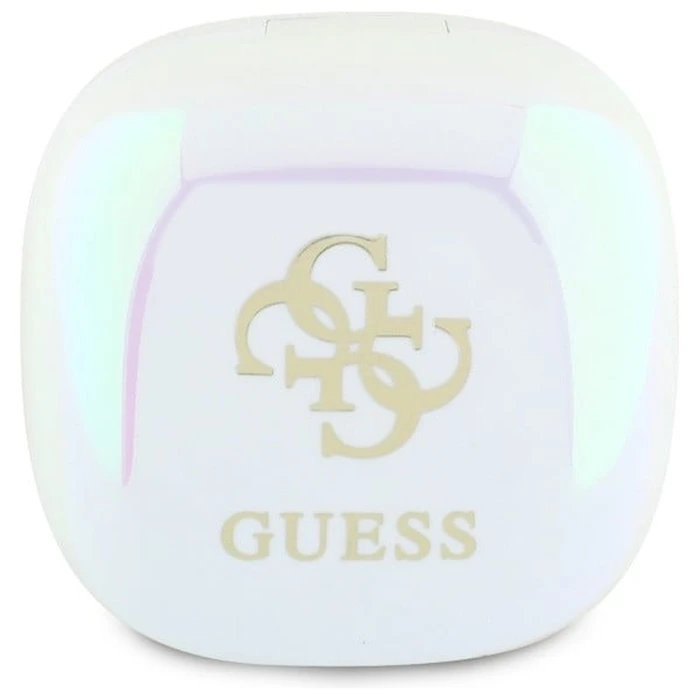 Wireless TWS in-ear headphones Guess GUTWSJ144ESH + docking station Iridescent 4G Printed Logo white