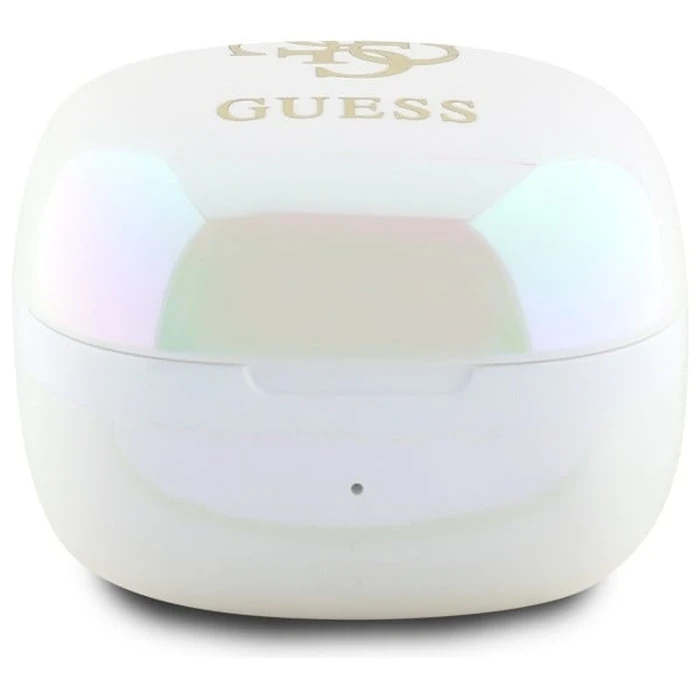 Wireless TWS in-ear headphones Guess GUTWSJ144ESH + docking station Iridescent 4G Printed Logo white