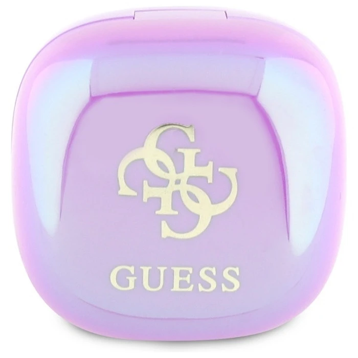 Wireless TWS in-ear headphones Guess GUTWSJ144ESU + docking station Iridescent 4G Printed Logo purple