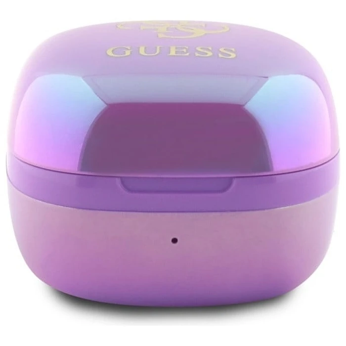 Wireless TWS in-ear headphones Guess GUTWSJ144ESU + docking station Iridescent 4G Printed Logo purple
