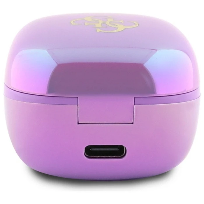 Wireless TWS in-ear headphones Guess GUTWSJ144ESU + docking station Iridescent 4G Printed Logo purple