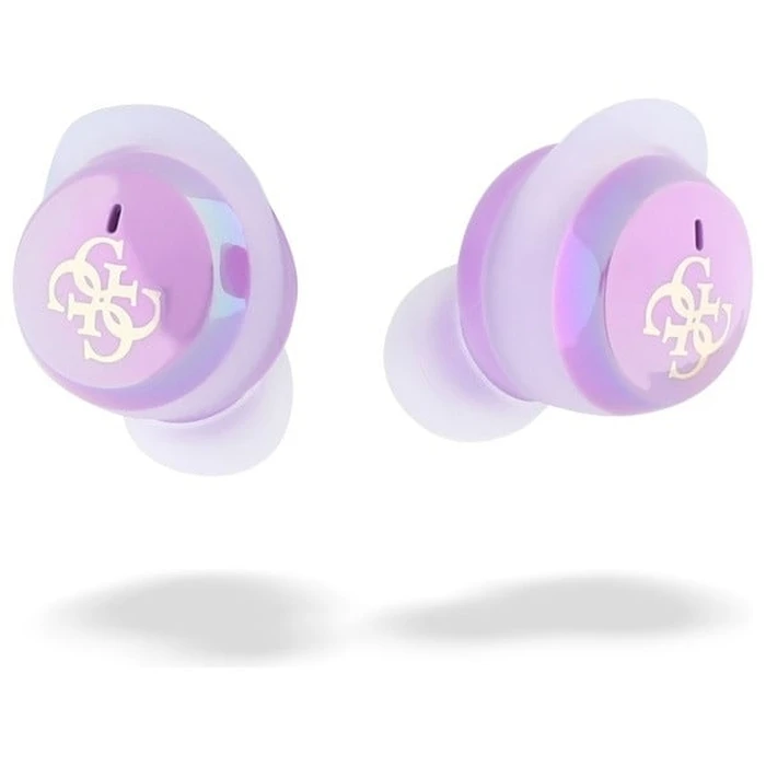 Wireless TWS in-ear headphones Guess GUTWSJ144ESU + docking station Iridescent 4G Printed Logo purple