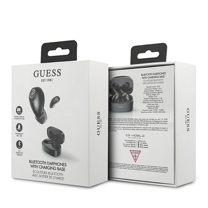 Wireless TWS in-ear headphones Guess GUTWSJL4GBK + docking station 4G black