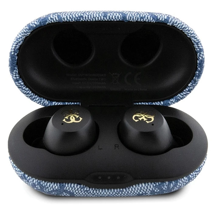 Wireless TWS in-ear headphones Guess GUTWSP4EGB + docking station ENC 4G Metal blue