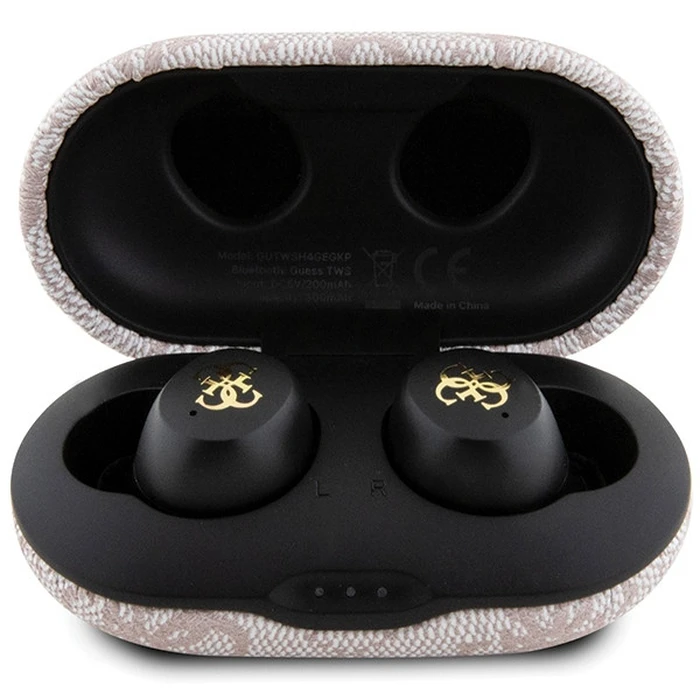 Wireless TWS in-ear headphones Guess GUTWSP4EGP + docking station ENC 4G Metal pink