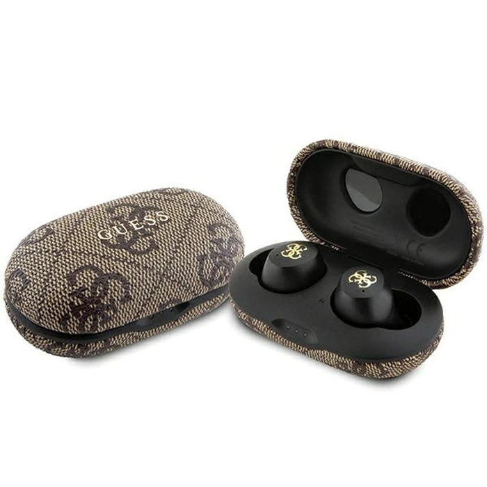 Wireless TWS in-ear headphones Guess GUTWSP4EGW + docking station ENC 4G Metal brown