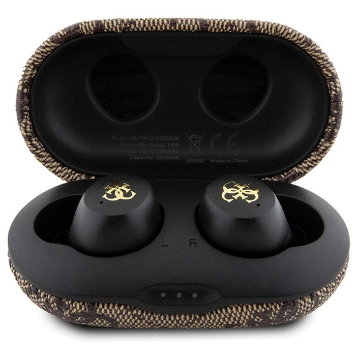Wireless TWS in-ear headphones Guess GUTWSP4EGW + docking station ENC 4G Metal brown